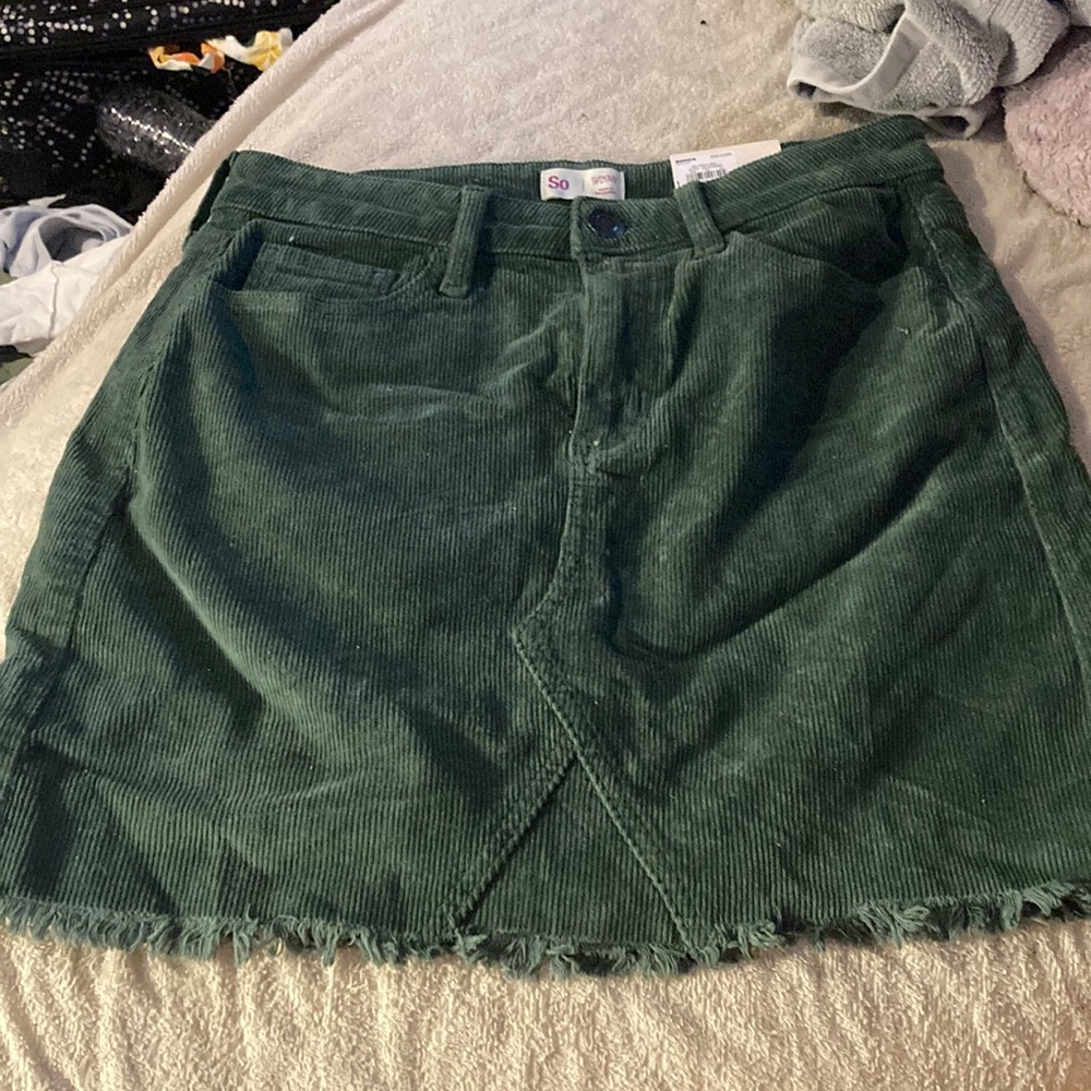 green jean skirt